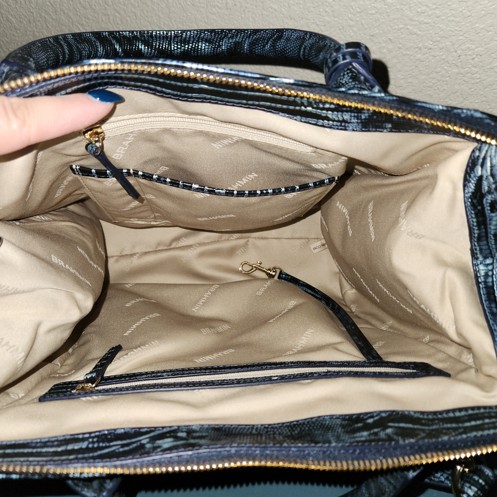 Brahmin Teal Green/Blue And Silvery Croc Embossed Shoulder Bag - Picture 3 of 8